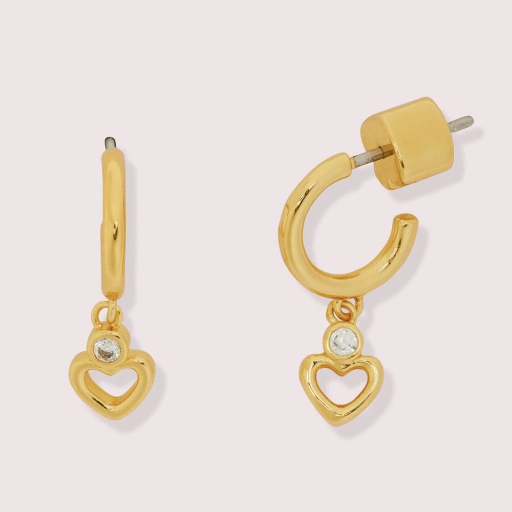 Kate Spade Gold Shining Spade Huggies Hoop Earrings/NWT